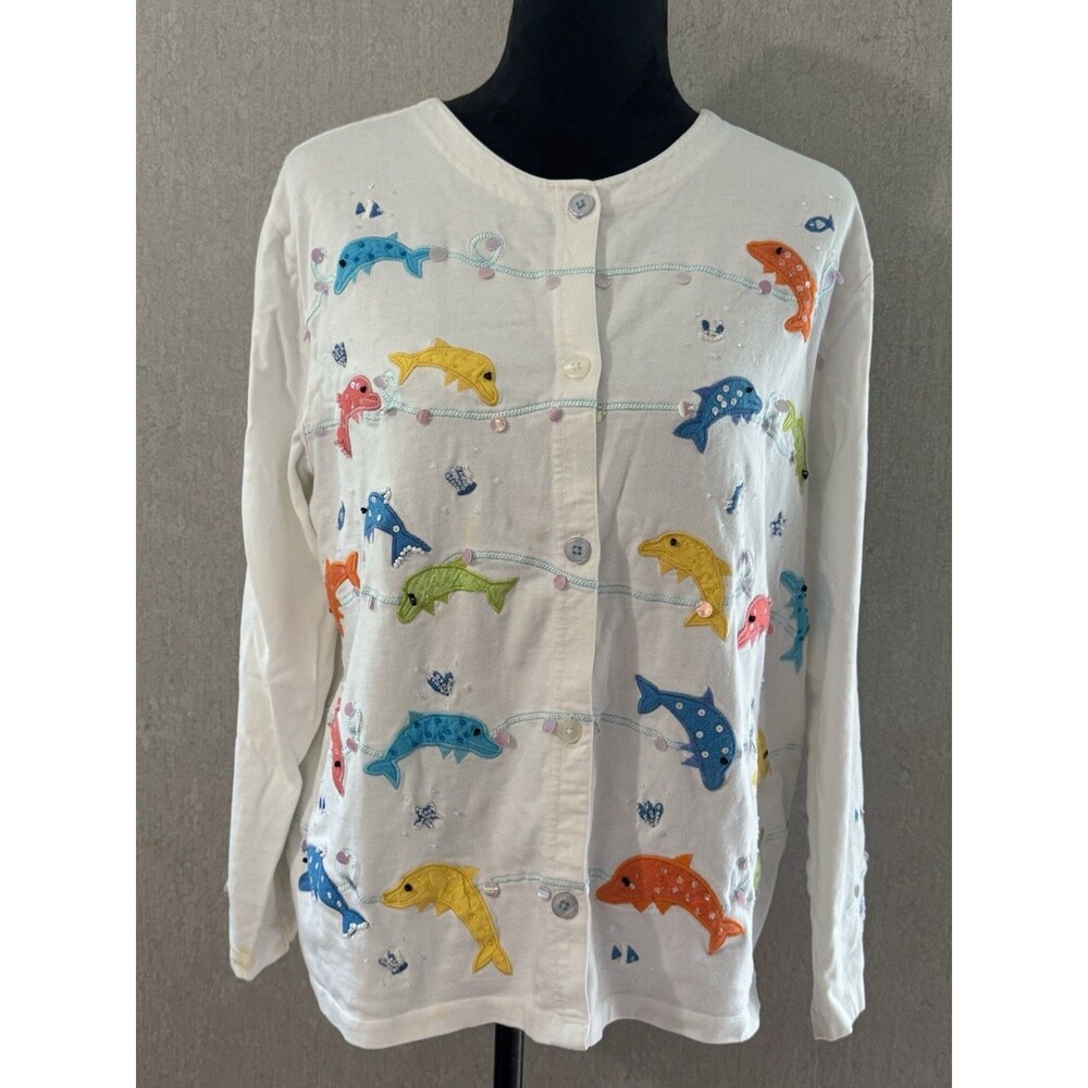Vintage 90s Pushpa Embroidered Dolphin Novelty Shirt Jacket